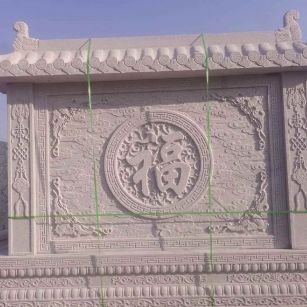 巴彦淖尔 芝麻白花岗岩屏风，照壁，影壁