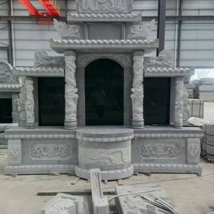 巴彦淖尔 芝麻灰高档墓碑，土墓，可定制