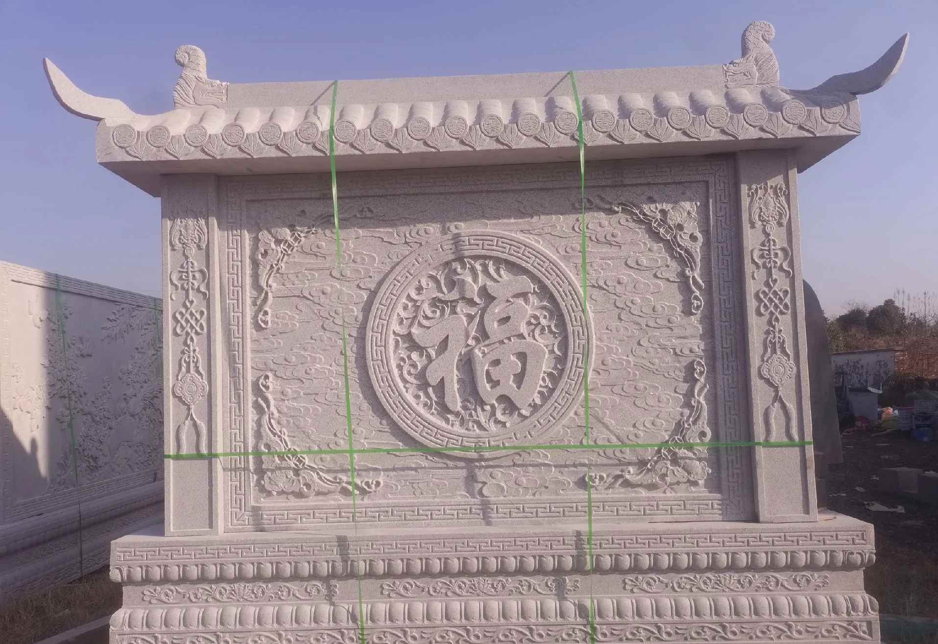 巴彦淖尔 芝麻白花岗岩屏风，照壁，影壁